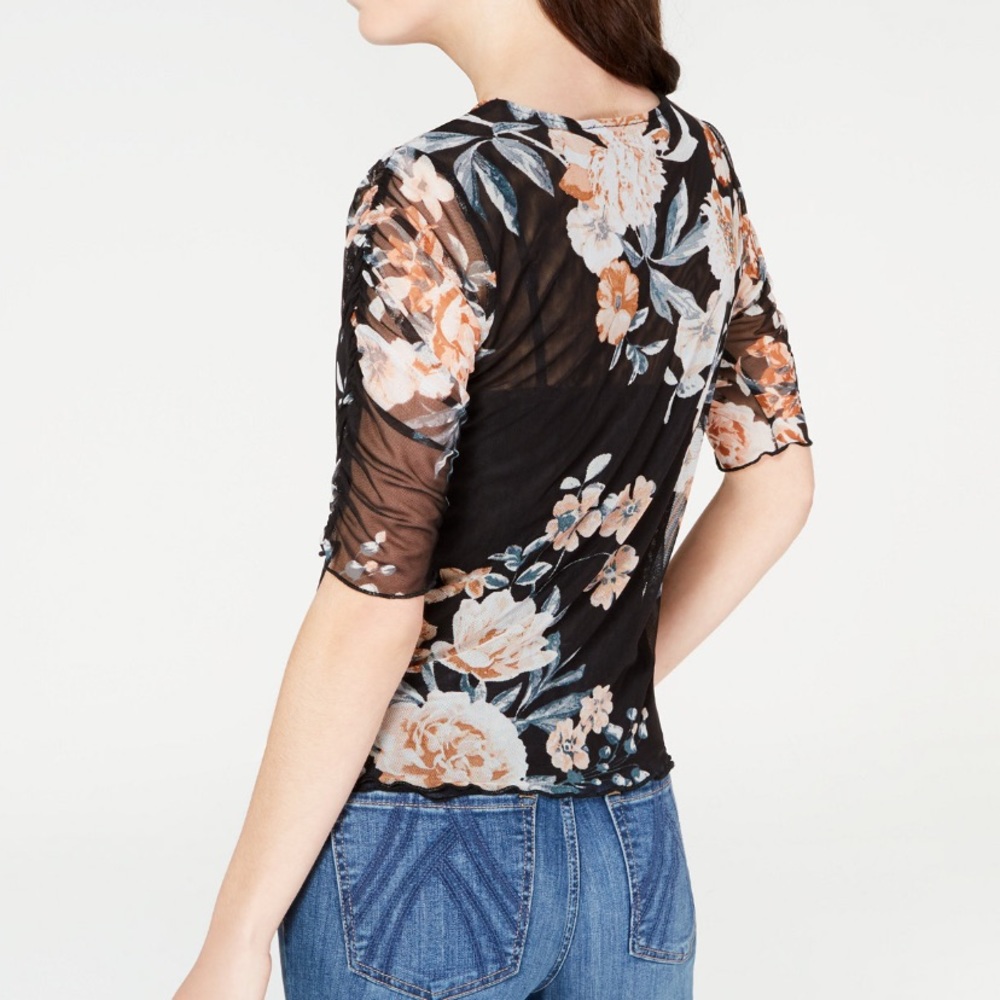 American Rag Ruched Mesh Top - Picture 3 of 7